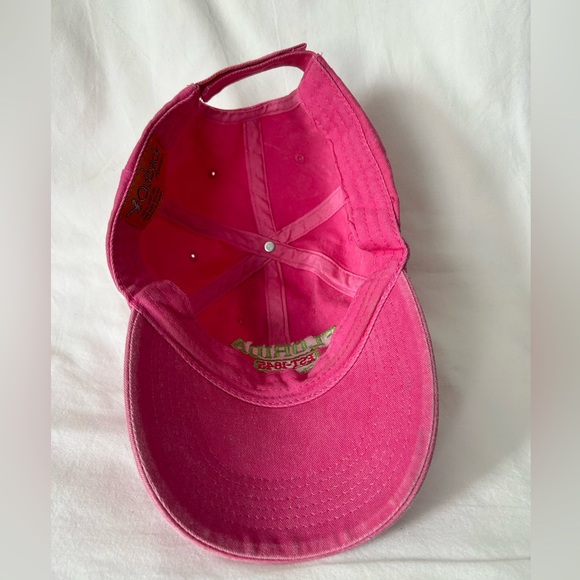 Outback America Hat Ball Cap 100% Cotton Adjustable Strap Pink Green Distressed - Picture 5 of 6